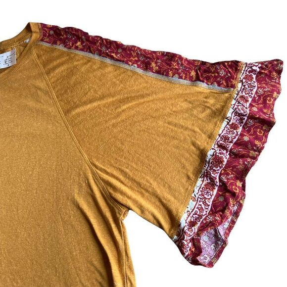 Cropped mustard yellow boho flared 3/4 sleeve autumn fall colors - Picture 6 of 15
